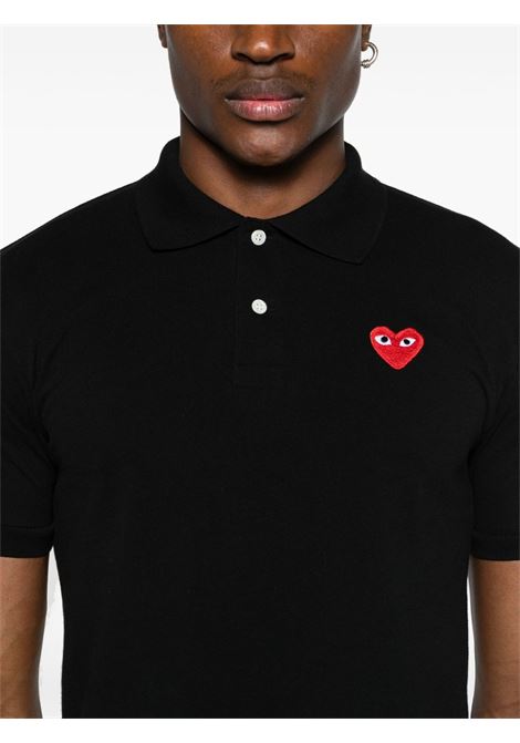 red emblem polo shirt unisex black COMME DES GARÇONS PLAY | AX-T006-0511